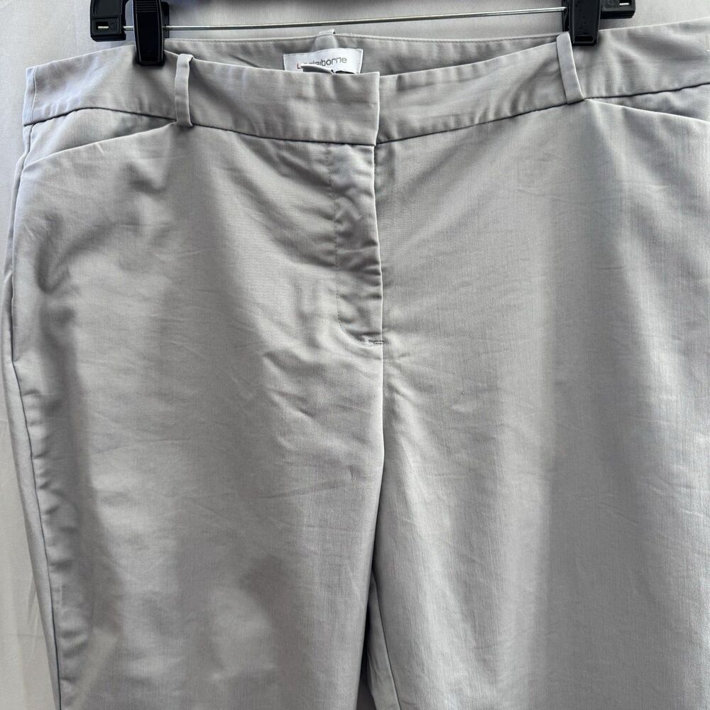 Liz Claiborne Women’s Gray Dress Pants Size 14 Emma Fit Stretch Straight Leg - Picture 3 of 8